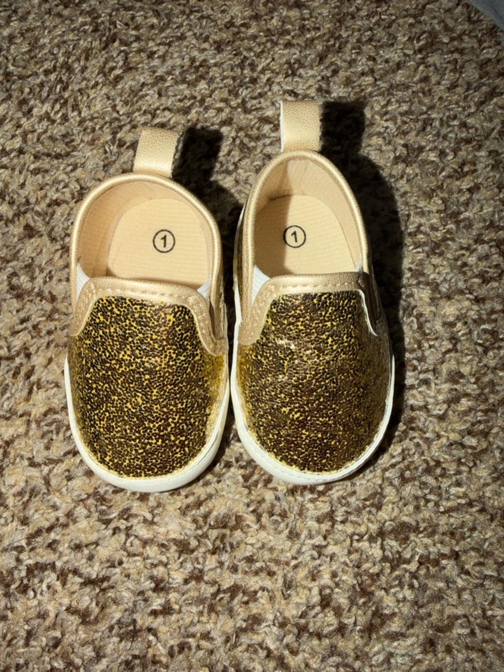 Toddler Glitter Slip-On Shoes in Gold